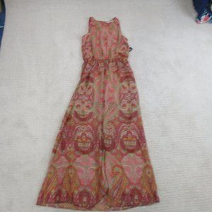 NY&C Dress Womens Medium Paisley Pink Tank Short Elastic Waist